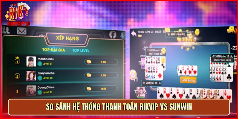So sánh hệ thống thanh toán Rikvip vs Sunwin