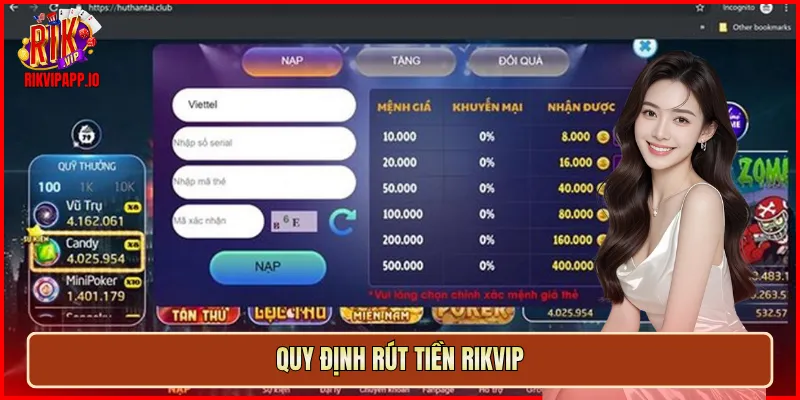 quy định rút tiền Rikvip