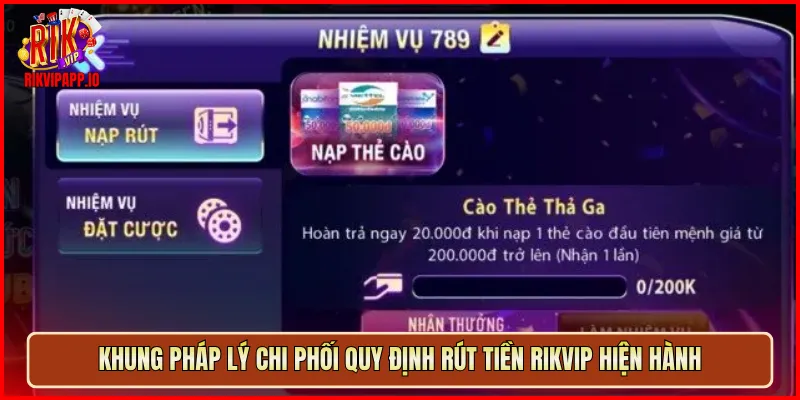 Khung pháp lý chi phối quy định rút tiền Rikvip hiện hành