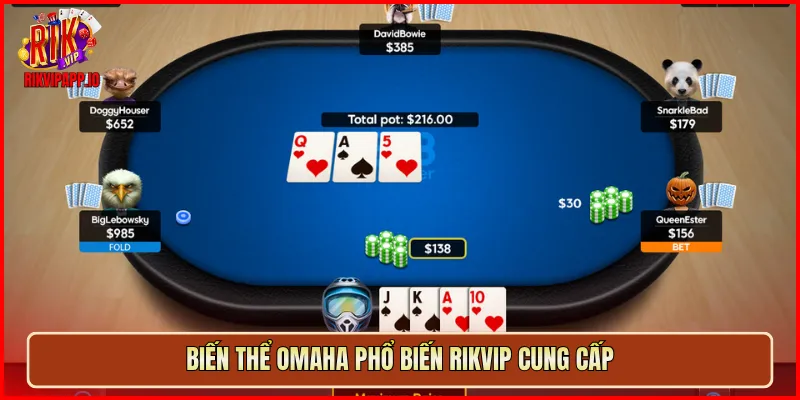 Biến thể Omaha phổ biến Rikvip cung cấp
